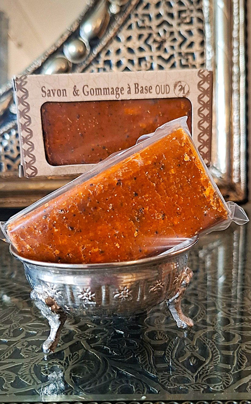 Marokańskie MYDŁO PEELINGUJĄCE z bazą OUD 100 gram