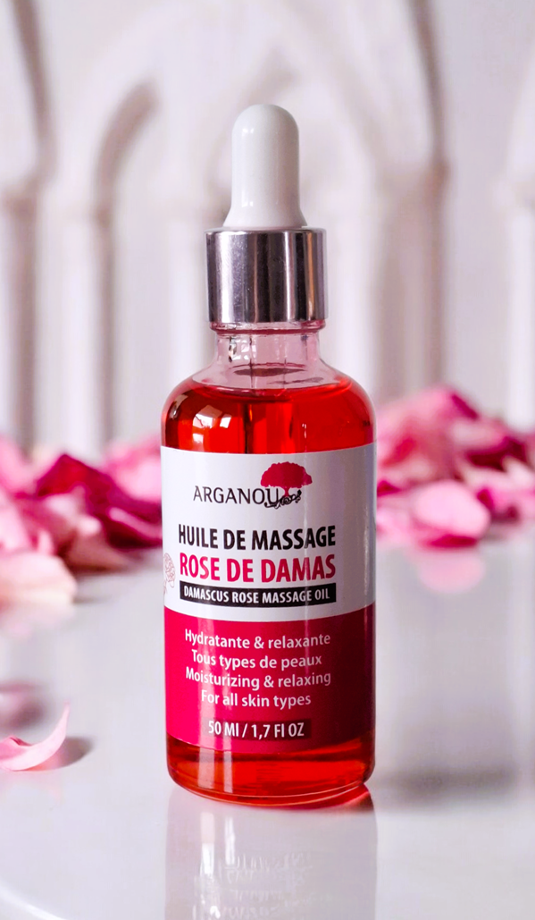 Marokański OLEJEK, SERUM  z RÓŻ DAMASCEŃSKICH 50 ml - cudownie różany !