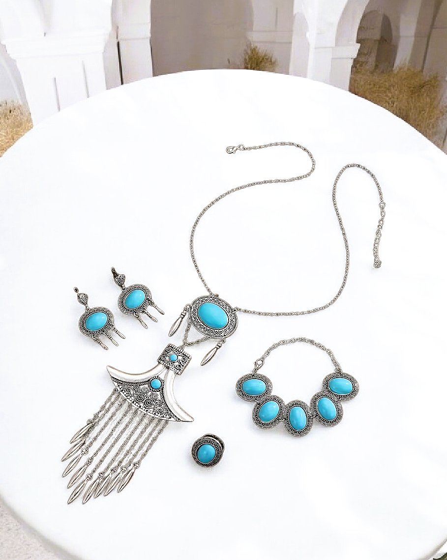  „Turkus Riadu – Szept Pustyni i Nieba”  -  komplet orientalnej  biżuterii 