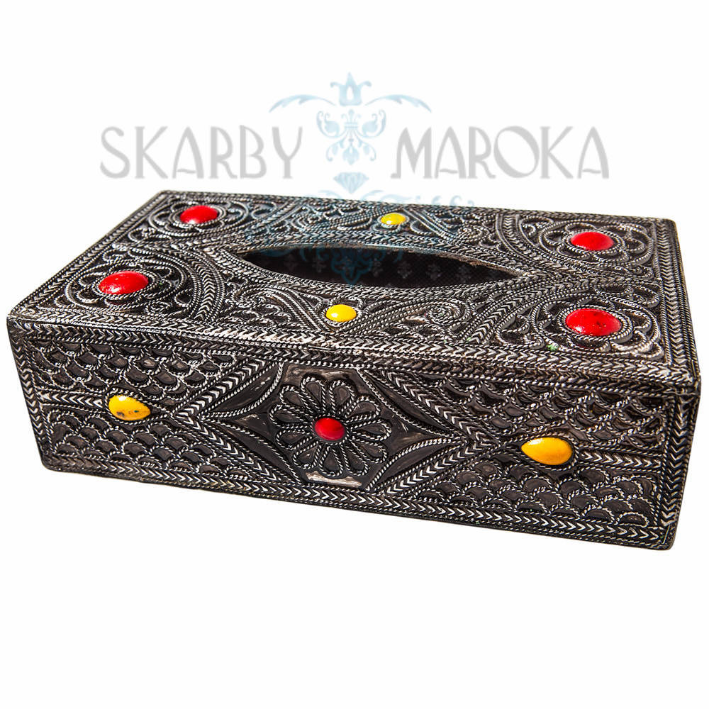 Duże,Ozdobne, marokańskie PUDEŁKO NA CHUSTECZKI  piękne, marokańskie  rękodzieło
