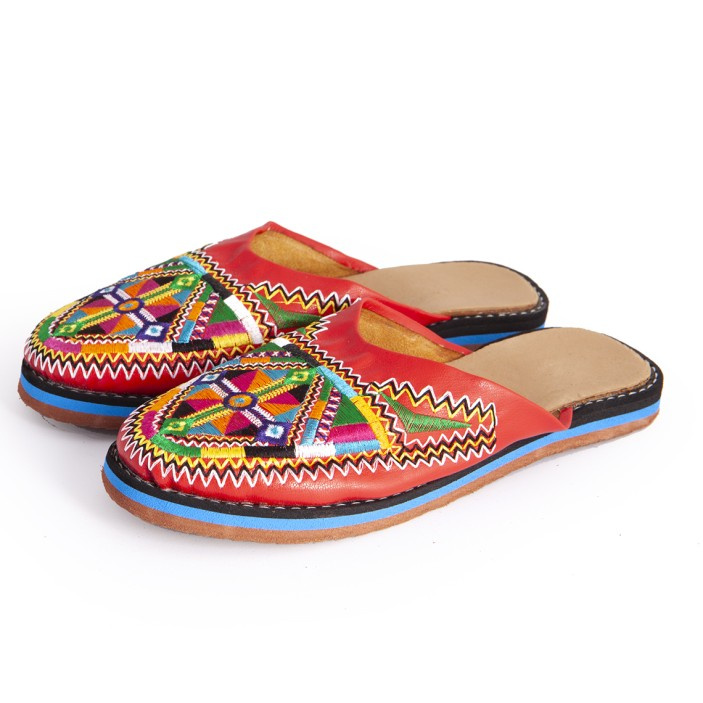 Berberyjskie skórzane, bambosze, pantofle, laczki  kolorowe, ręcznie haftowane