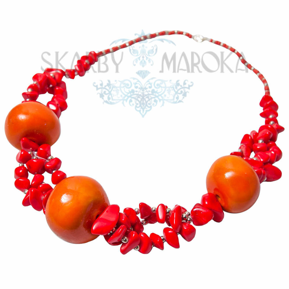 Przepiękne MAROKAŃSKIE KORALE - soczysta czerwień