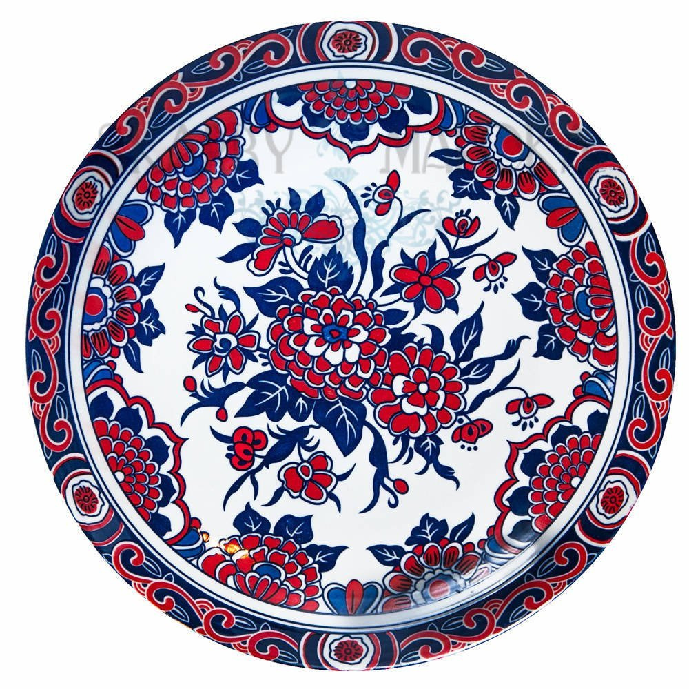 CERAMICZNY ręcznie zdobiony talerz - rękodzieło 35 cm