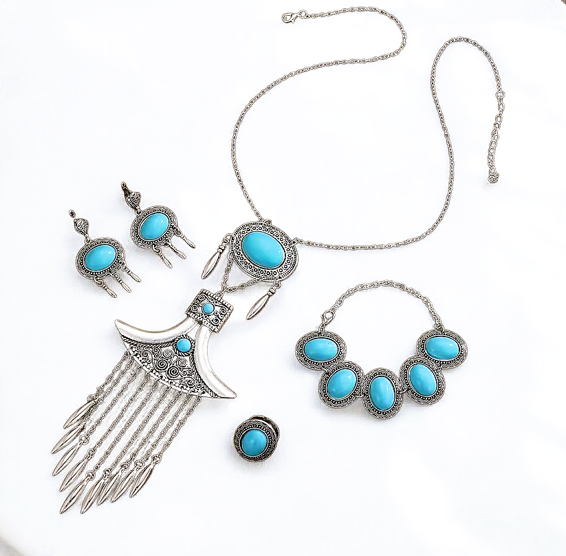  „Turkus Riadu – Szept Pustyni i Nieba”  -  komplet orientalnej  biżuterii 